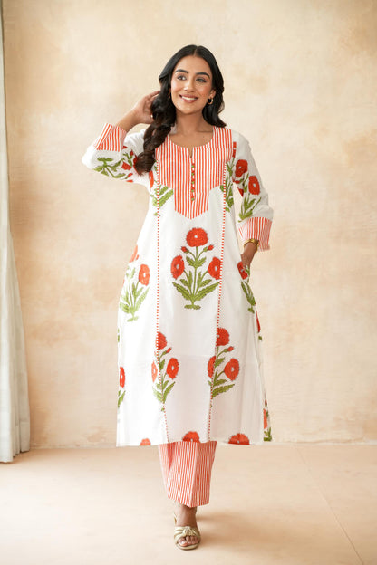 Kesari orange Kurta Set
