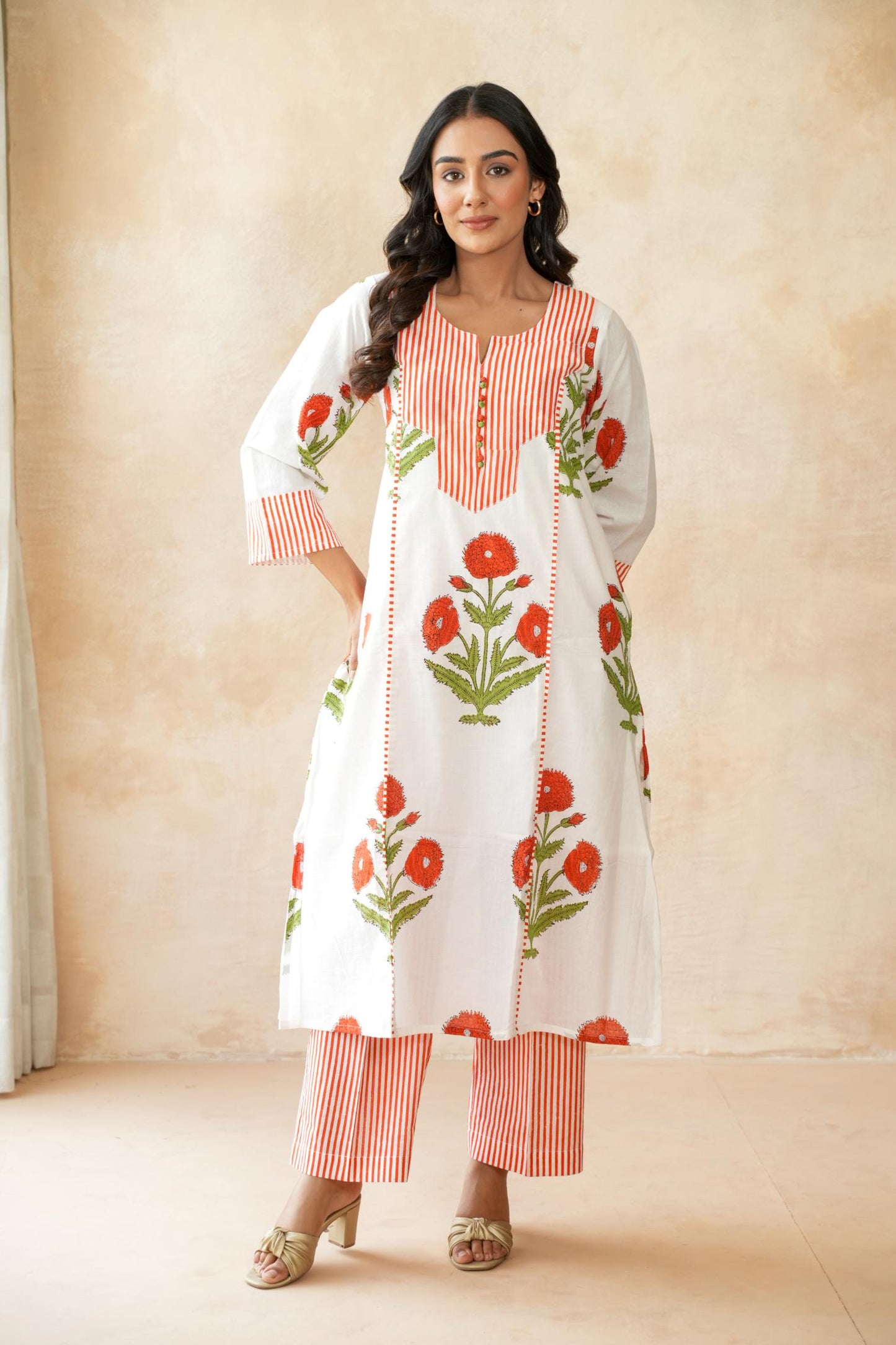 Kesari orange Kurta Set