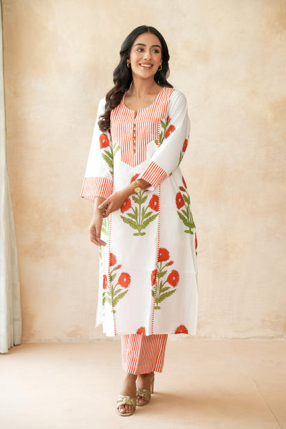 Kesari orange Kurta Set