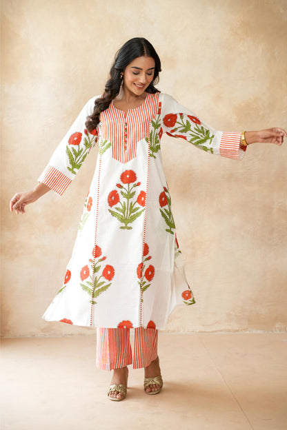 Kesari orange Kurta Set