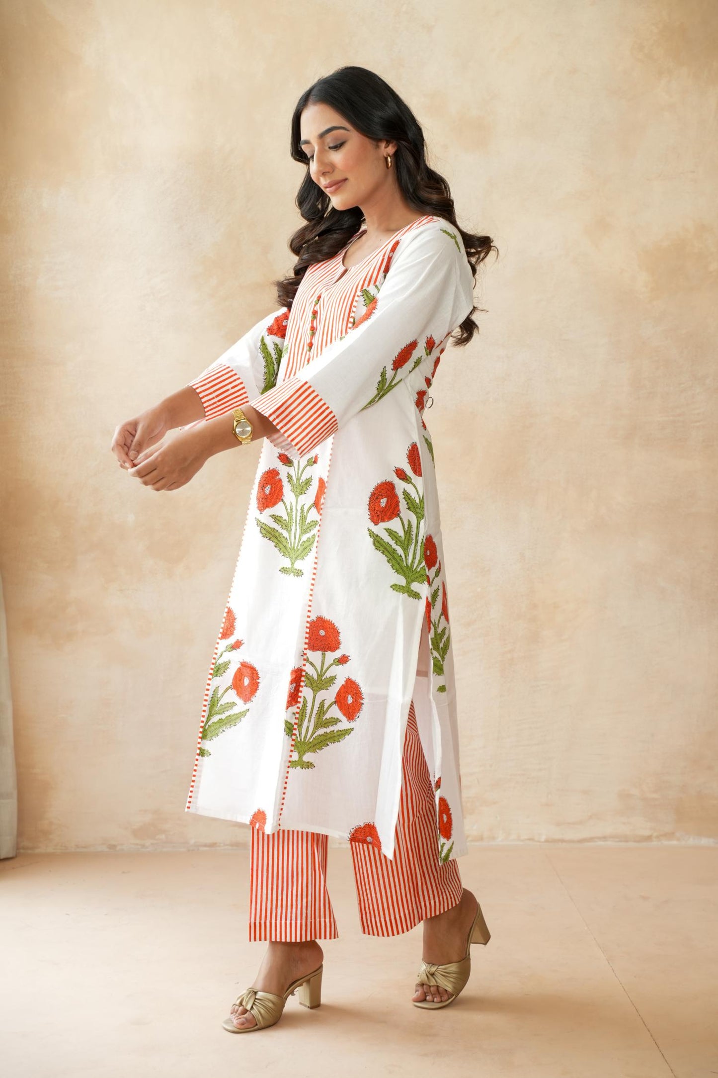 Kesari orange Kurta Set