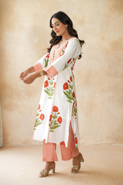 Kesari orange Kurta Set