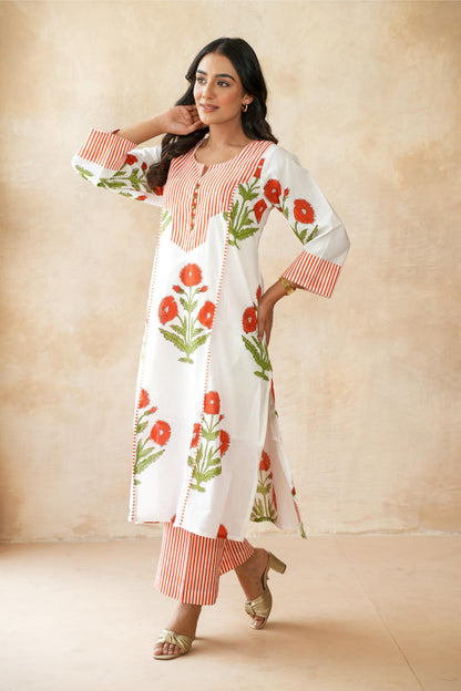 Kesari orange Kurta Set
