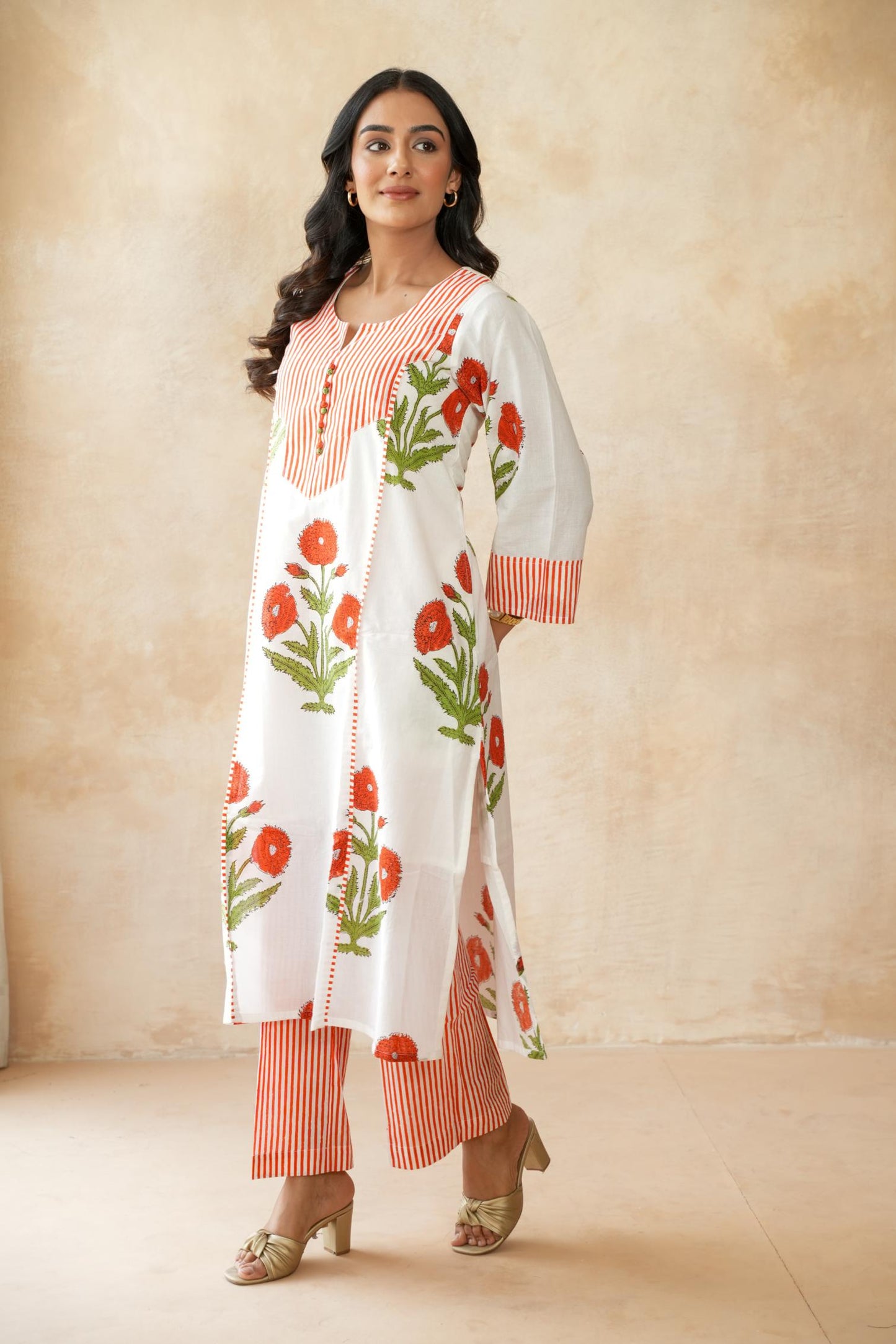 Kesari orange Kurta Set