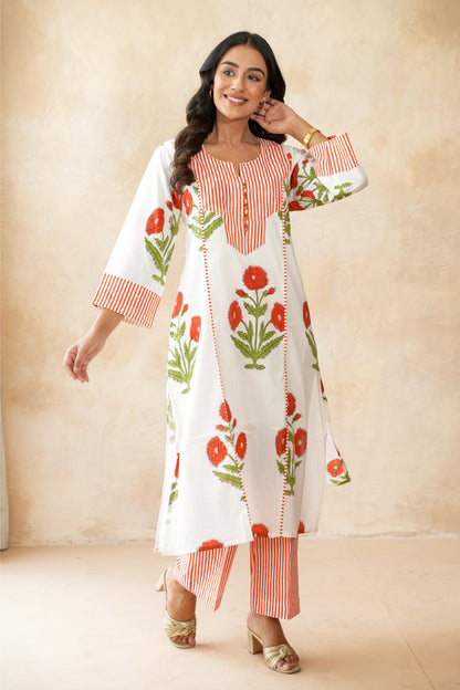 Kesari orange Kurta Set