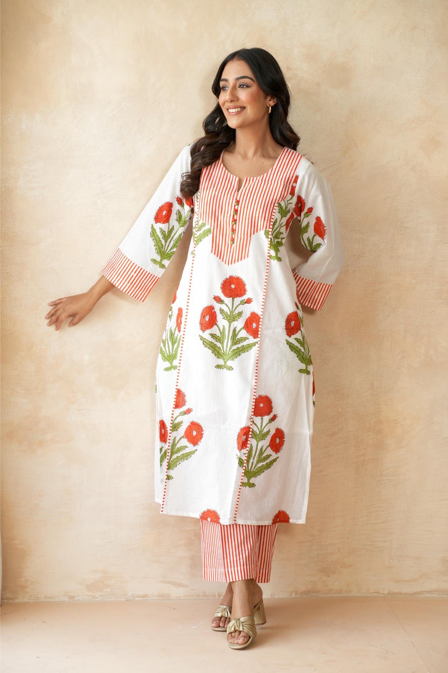 Kesari orange Kurta Set