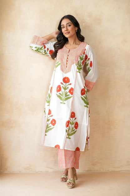 Kesari orange Kurta Set