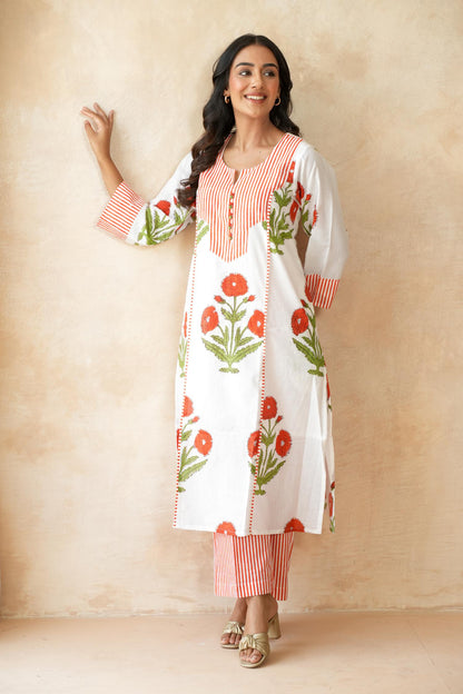 Kesari orange Kurta Set