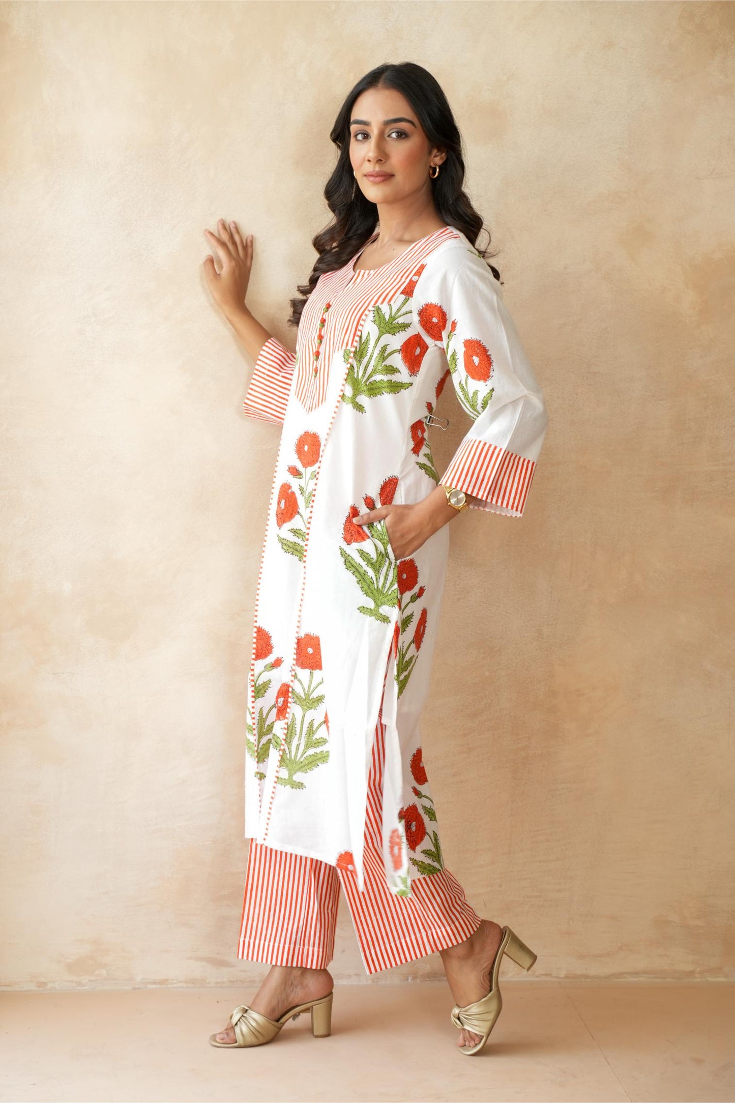 Kesari orange Kurta Set