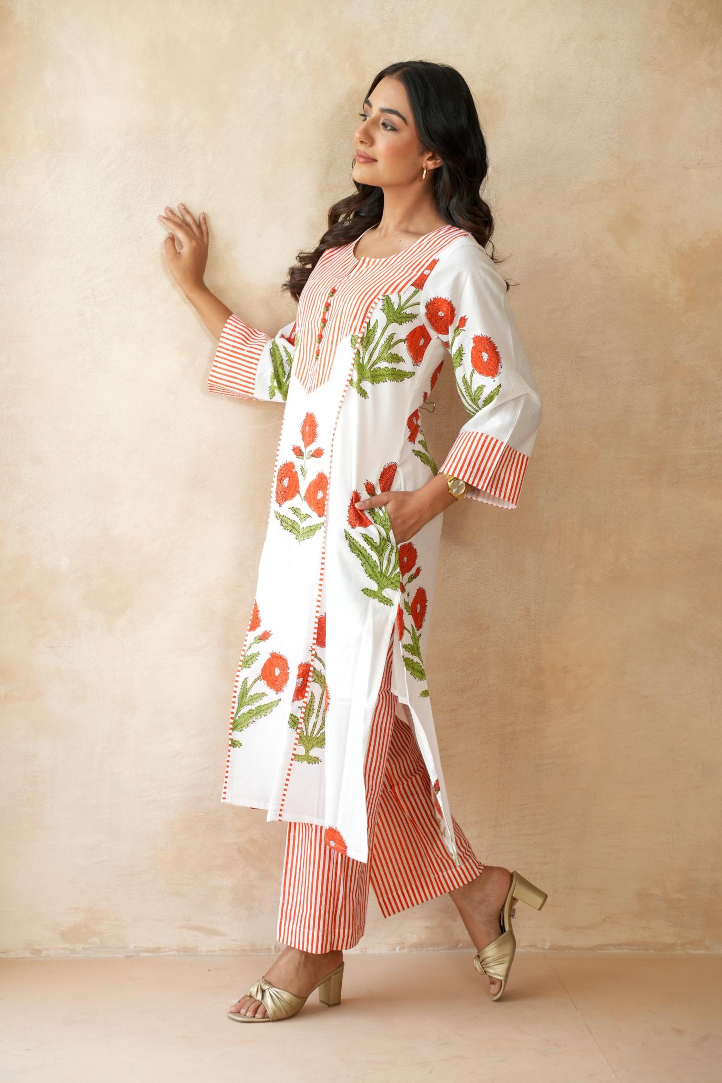 Kesari orange Kurta Set