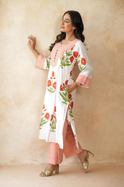 Kesari orange Kurta Set