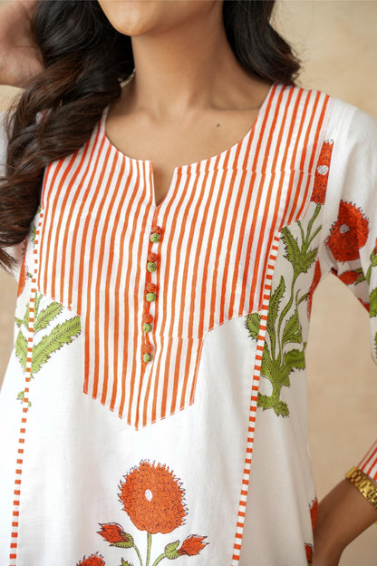 Kesari orange Kurta Set