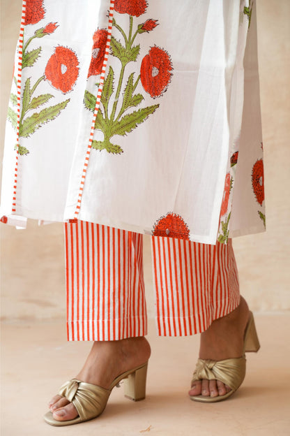 Kesari orange Kurta Set