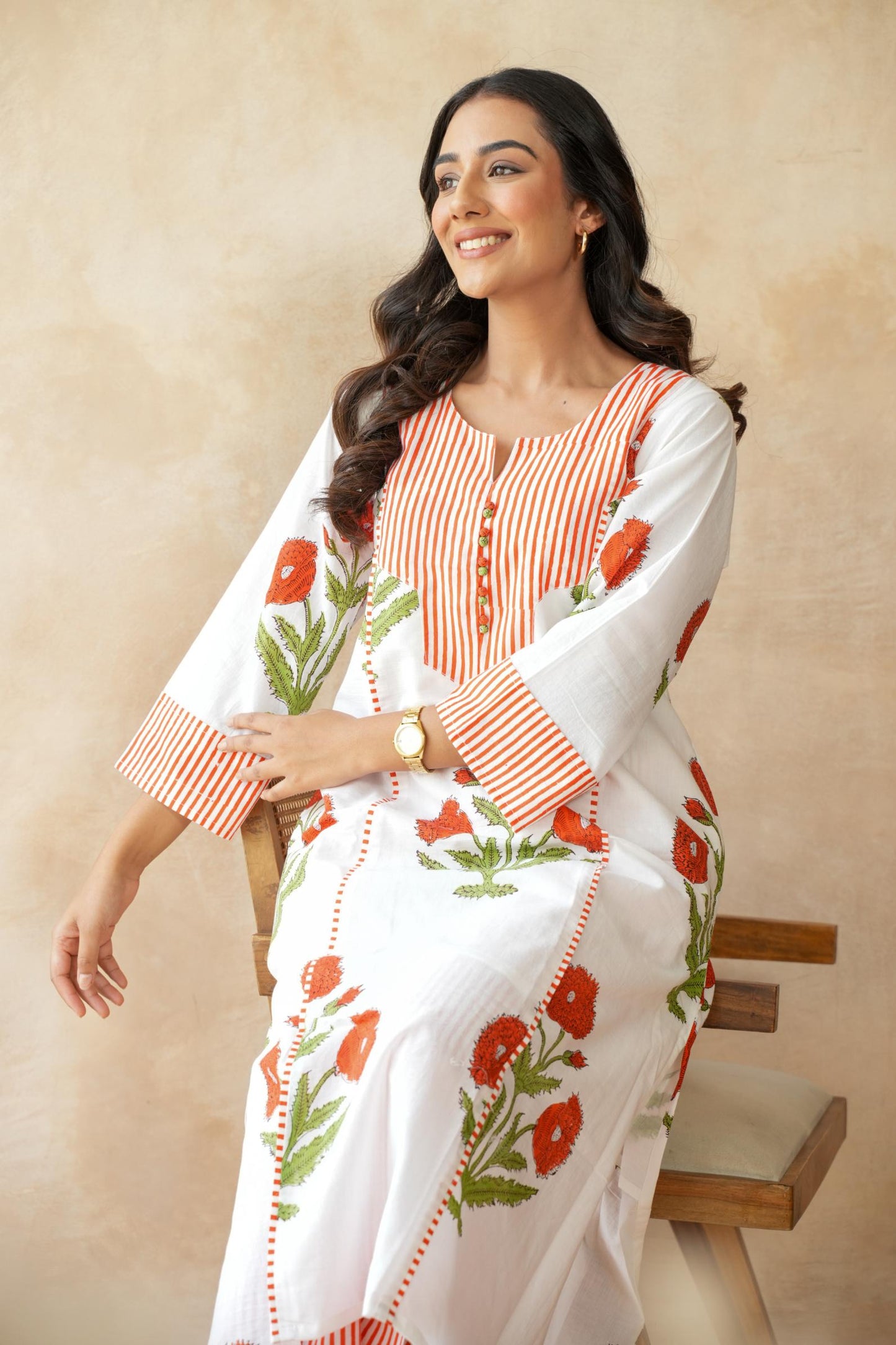 Kesari orange Kurta Set