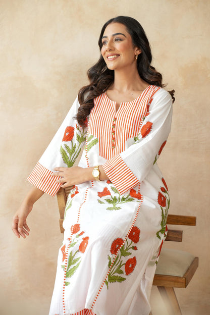 Kesari orange Kurta Set