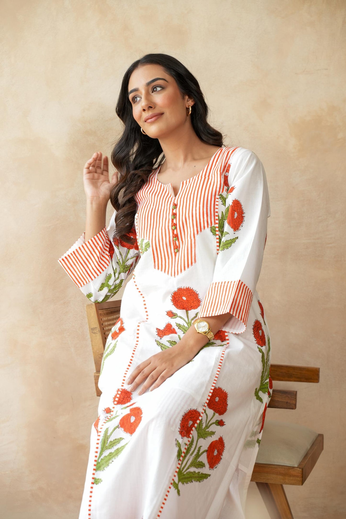 Kesari orange Kurta Set
