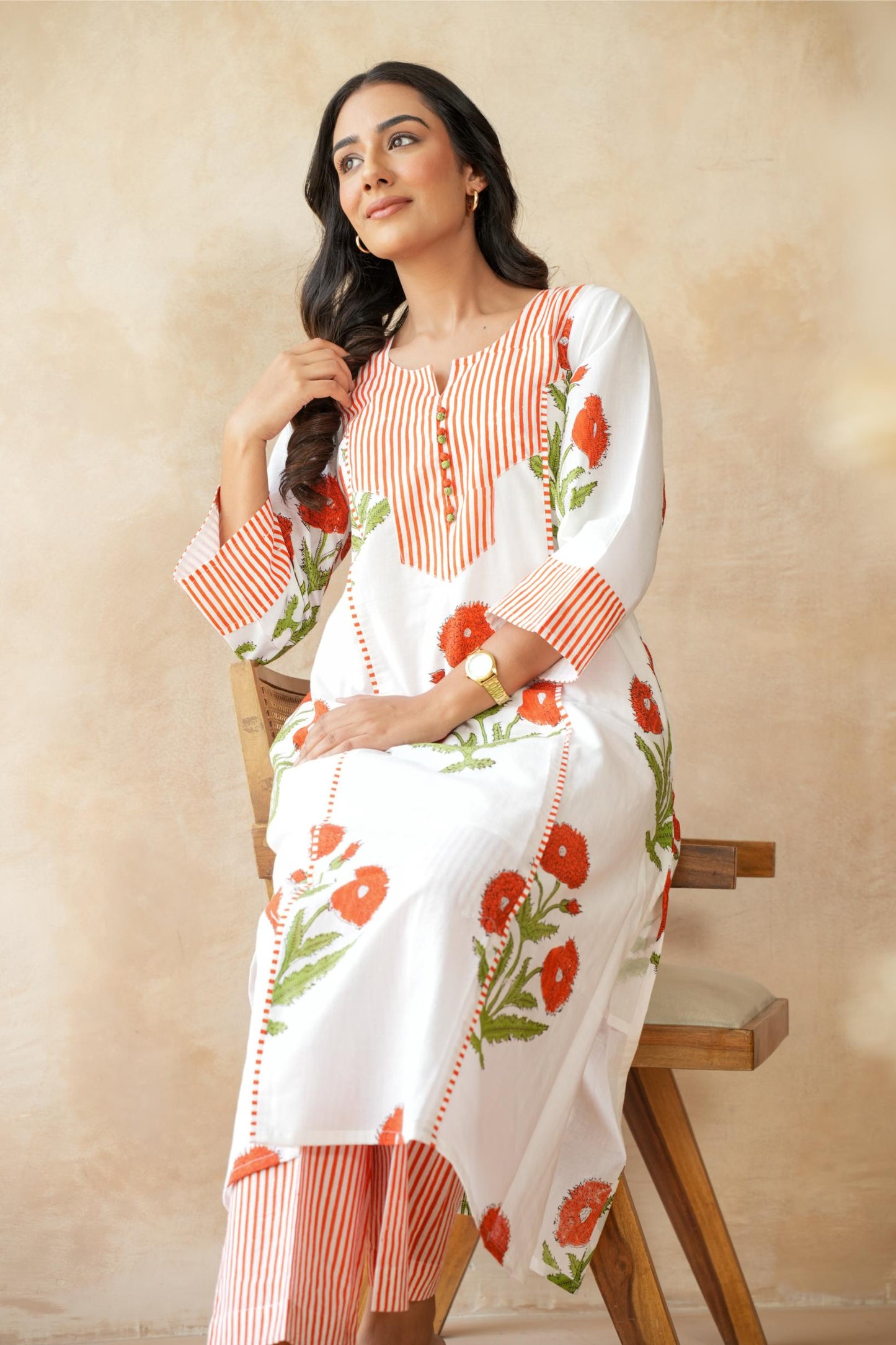 Kesari orange Kurta Set