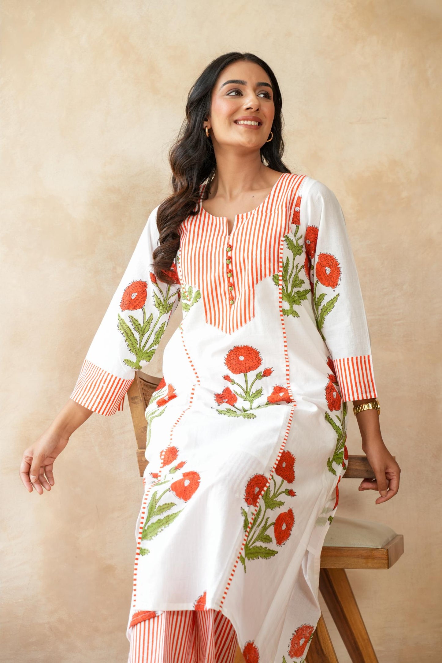 Kesari orange Kurta Set