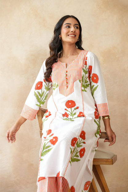 Kesari orange Kurta Set