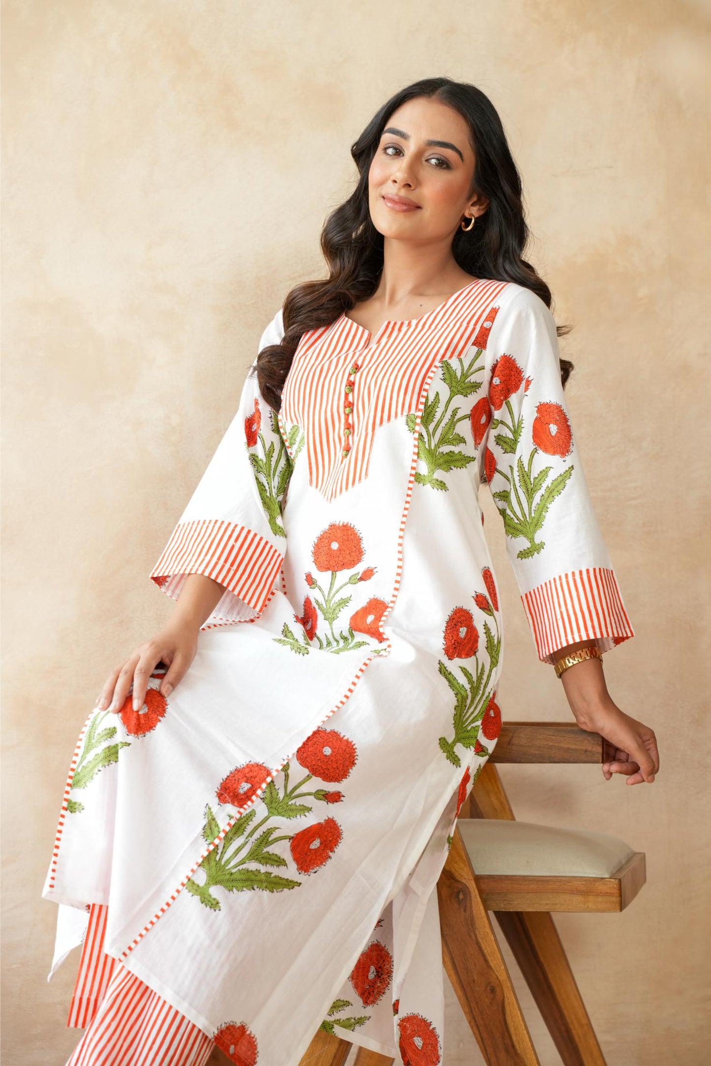 Kesari orange Kurta Set