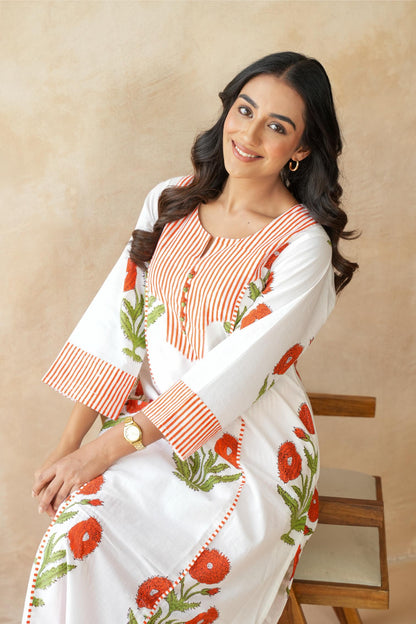 Kesari orange Kurta Set