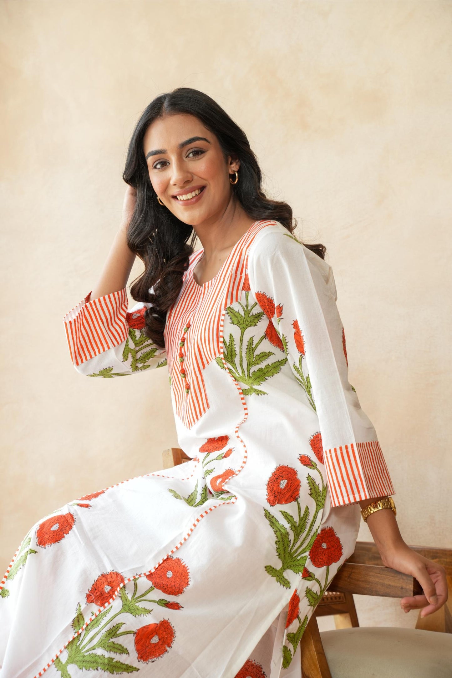 Kesari orange Kurta Set
