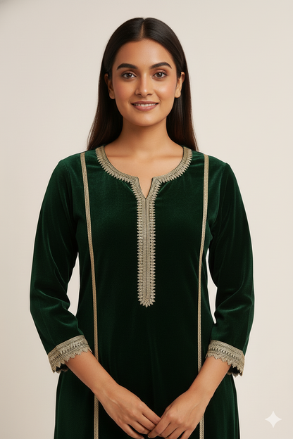 Regal Emerald Velvet Suit Set