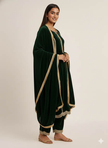 Regal Emerald Velvet Suit Set