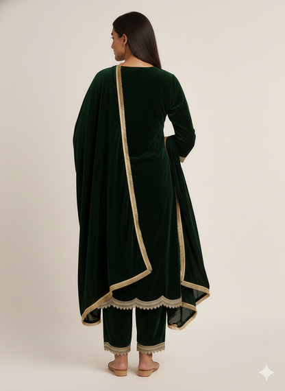 Regal Emerald Velvet Suit Set